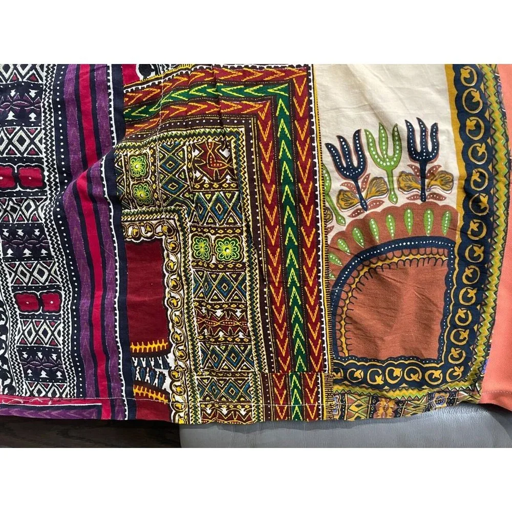 VTG Handmade Patchwork quilt bedspread thin hippy animal full 85 X 71